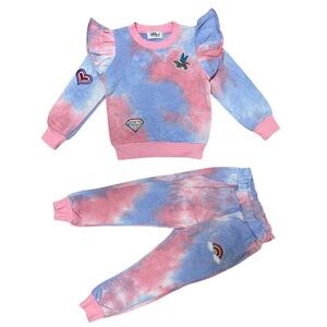 Lola + The Boys Pink and Blue Tie-Dye Jogger Set